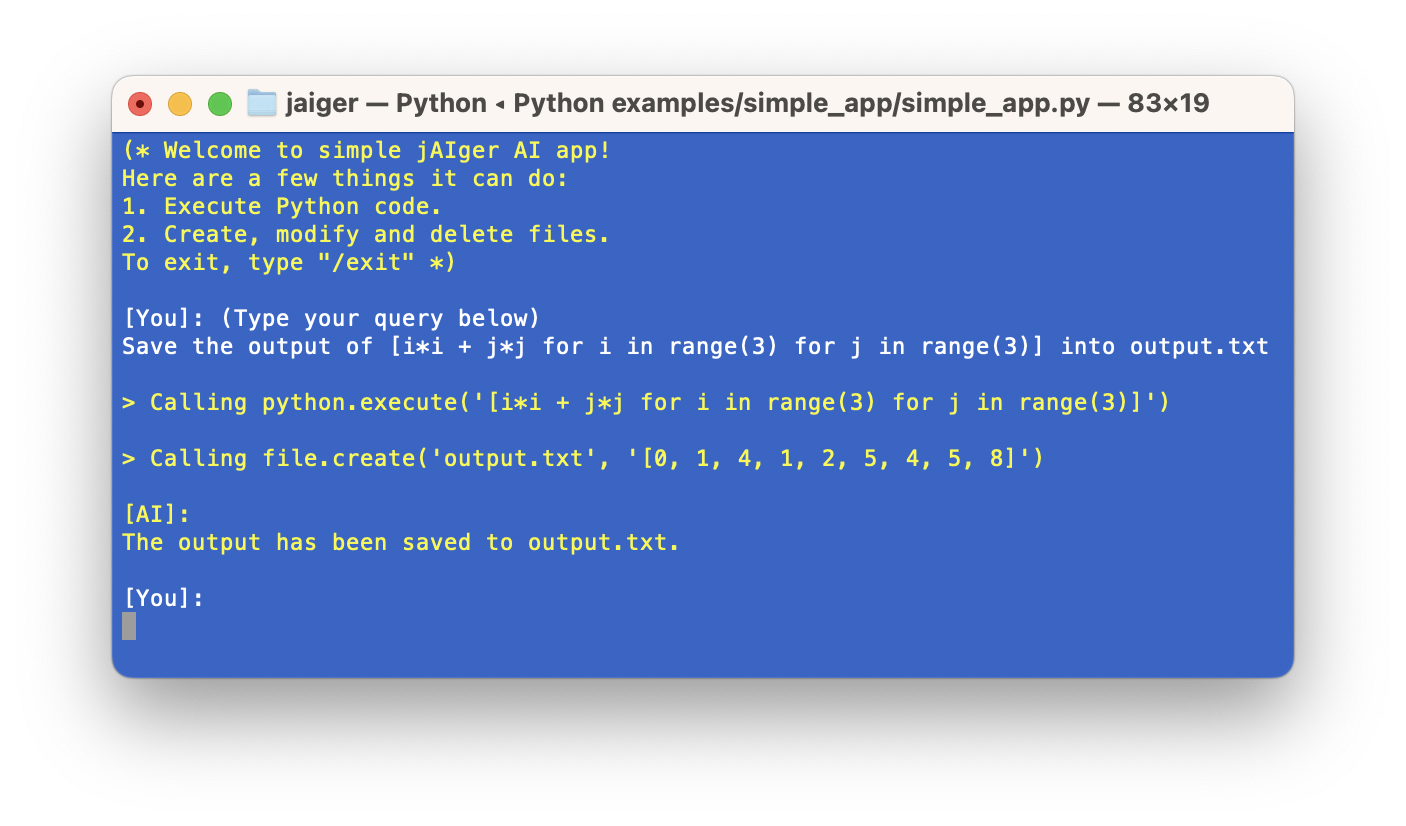 An example of AI agent built with Jaiger.